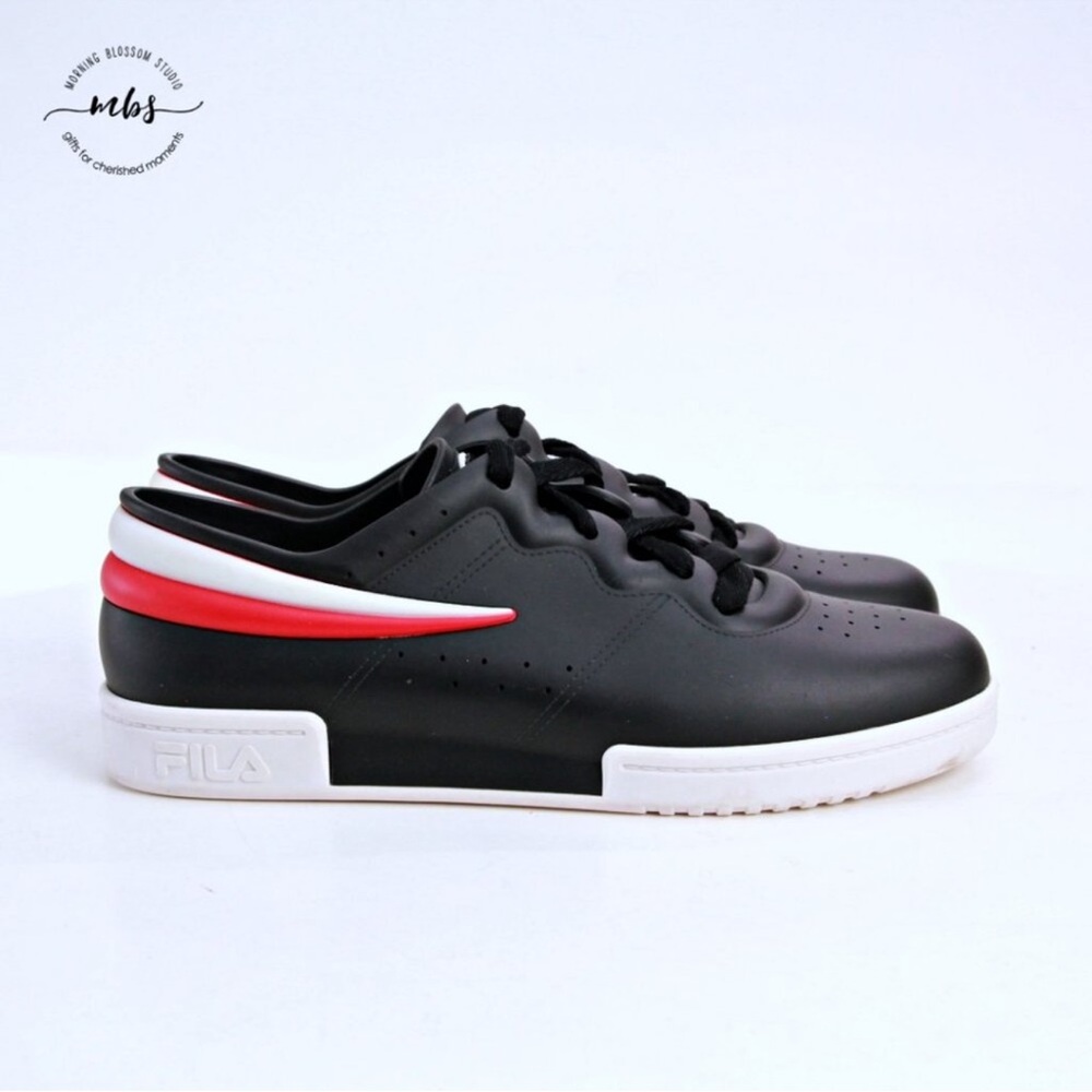 Melissa / FILA Black and White Sneakers with Red Accent